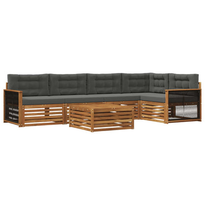 Set di divani da esterno con cuscino 6 pcs Naturale e Antracite