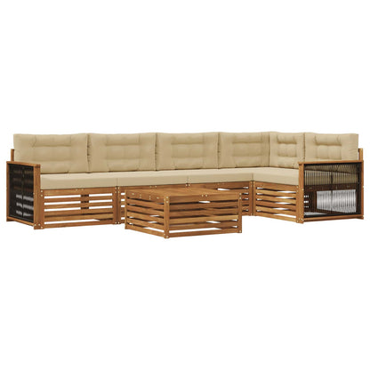 Set di divani da esterno con cuscino 6 pcs Naturale e Beige