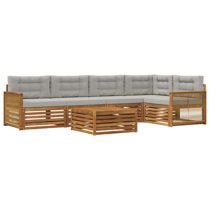 Set di divani da esterno 6 pcs Naturale e Grigio Chiaro