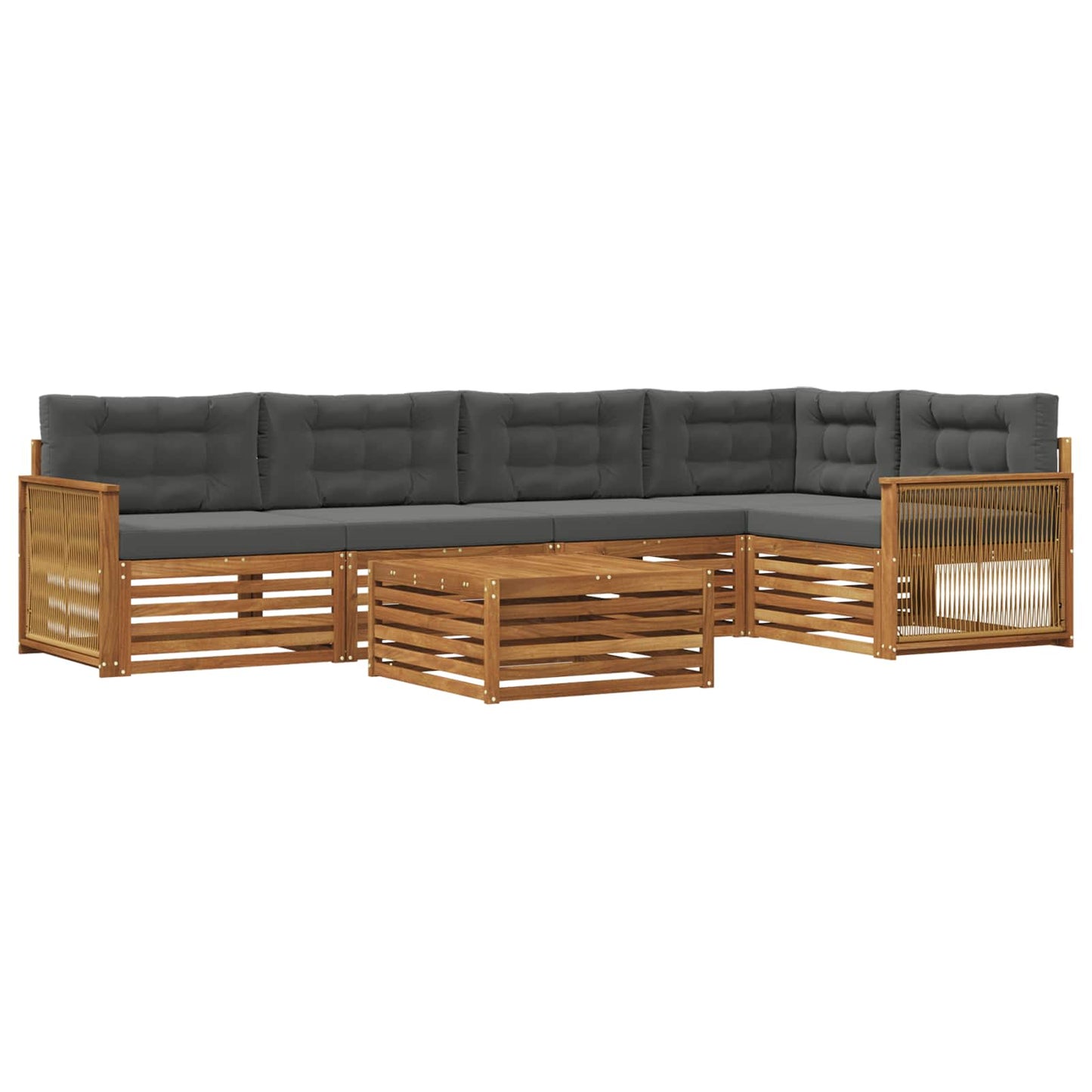 Set di divani da esterno con cuscino 6 pcs Naturale e Antracite