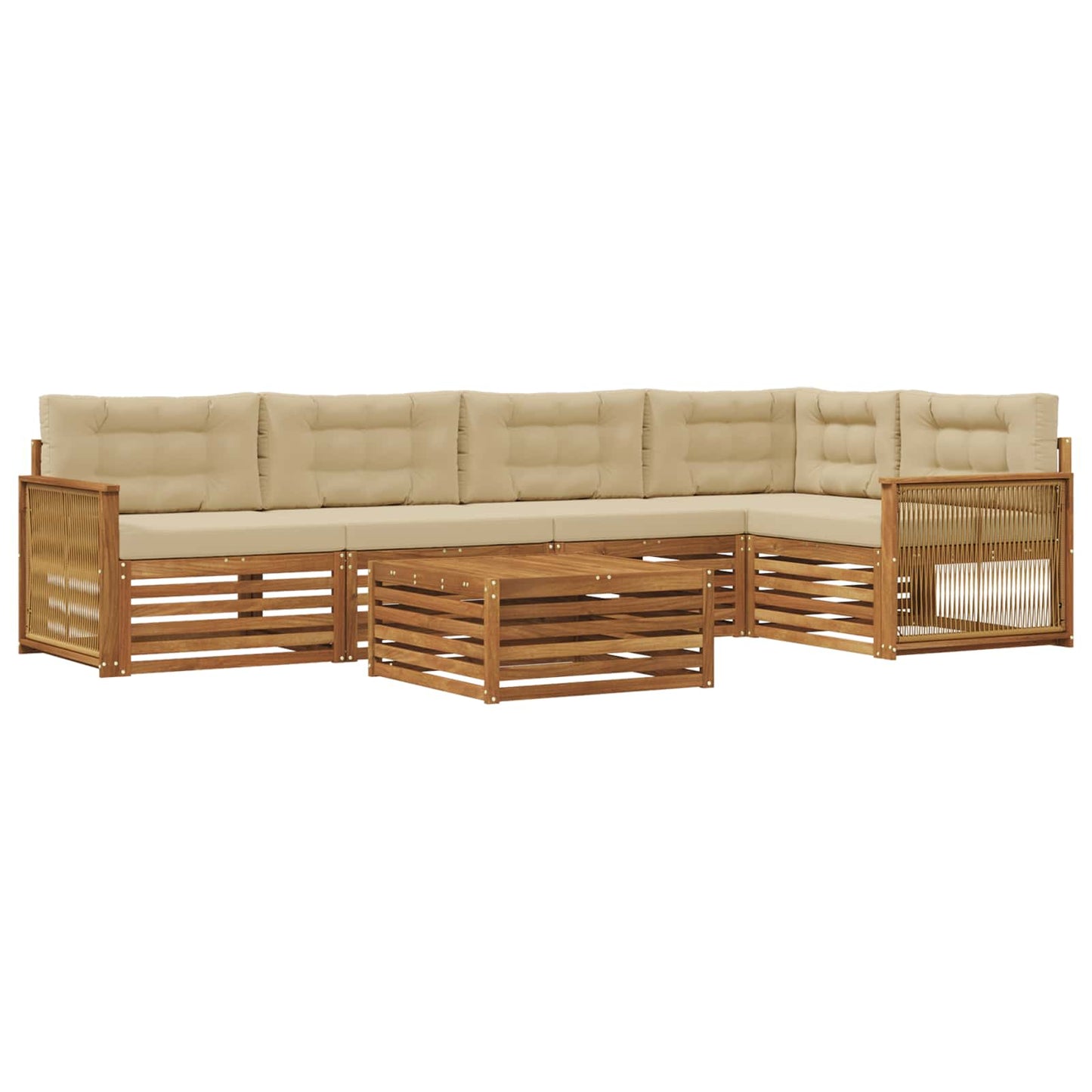 Set di divani da esterno con cuscino 6 pcs Naturale e Beige