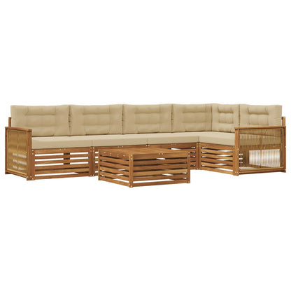Set di divani da esterno con cuscino 6 pcs Naturale e Beige