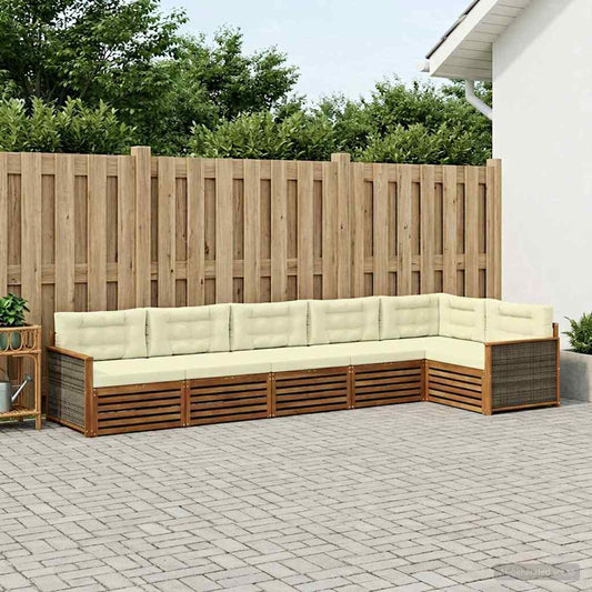 Set di divani da esterno con cuscino 6 pcs Naturale e Crema
