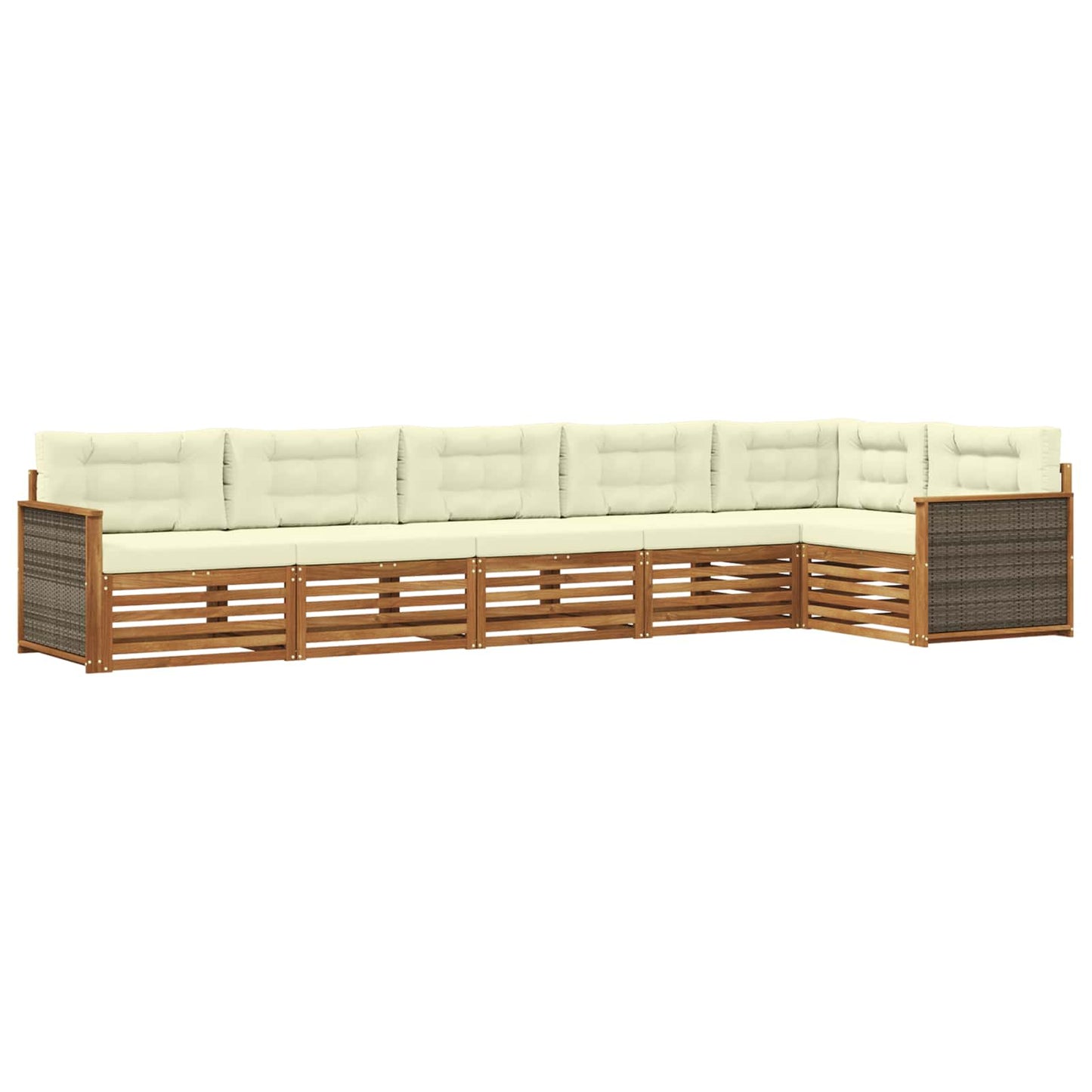 Set di divani da esterno con cuscino 6 pcs Naturale e Crema