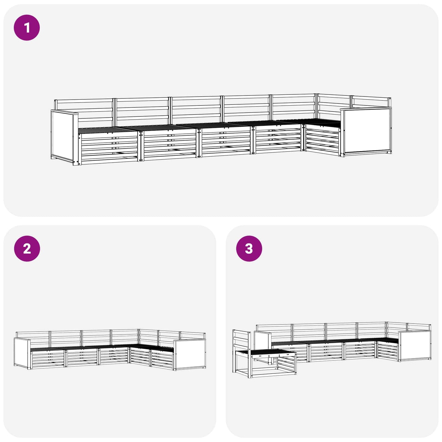 Set di divani da esterno 6 pcs Naturale