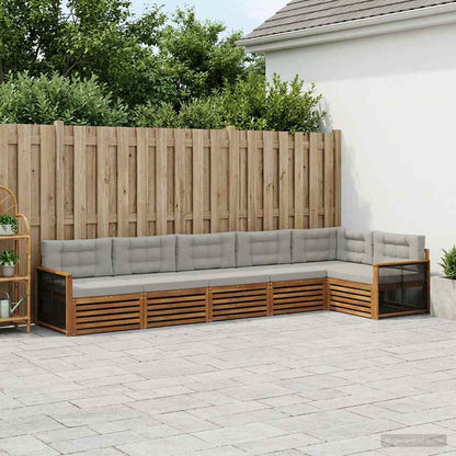 Set di divani da esterno 6 pcs Naturale e Grigio Chiaro