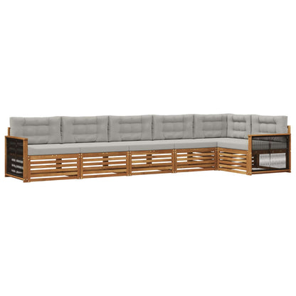Set di divani da esterno 6 pcs Naturale e Grigio Chiaro