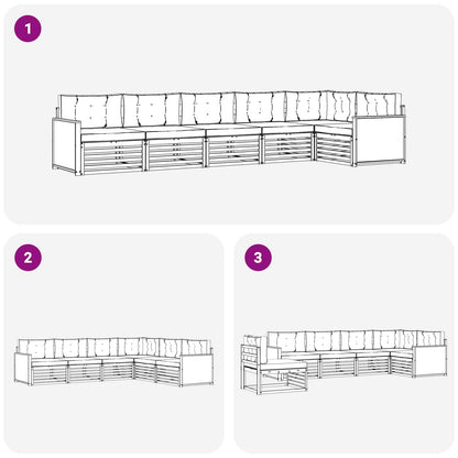 Set di divani da esterno 6 pcs Naturale e Grigio Chiaro