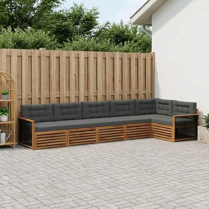 Set di divani da esterno con cuscino 6 pcs Naturale e Antracite