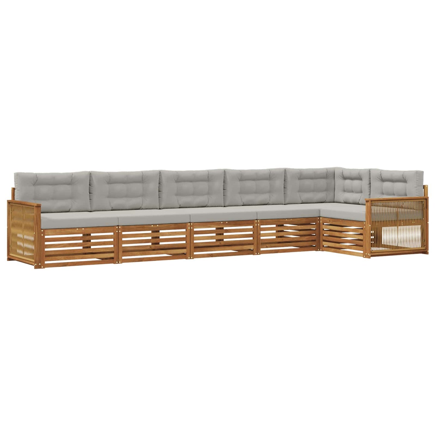 Set di divani da esterno 6 pcs Naturale e Grigio Chiaro