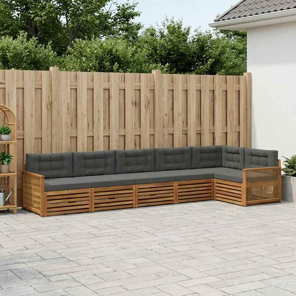 Set di divani da esterno con cuscino 6 pcs Naturale e Antracite
