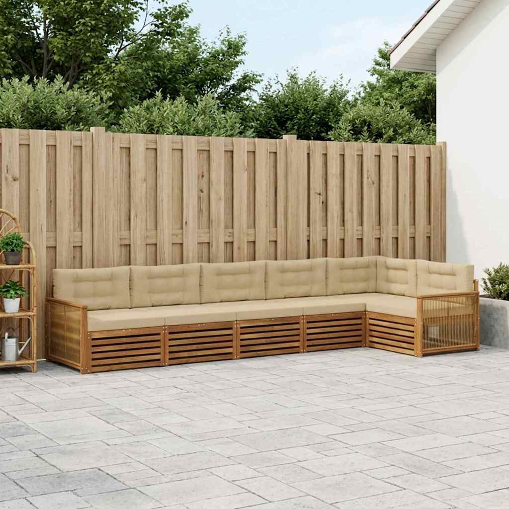 Set di divani da esterno con cuscino 6 pcs Naturale e Beige