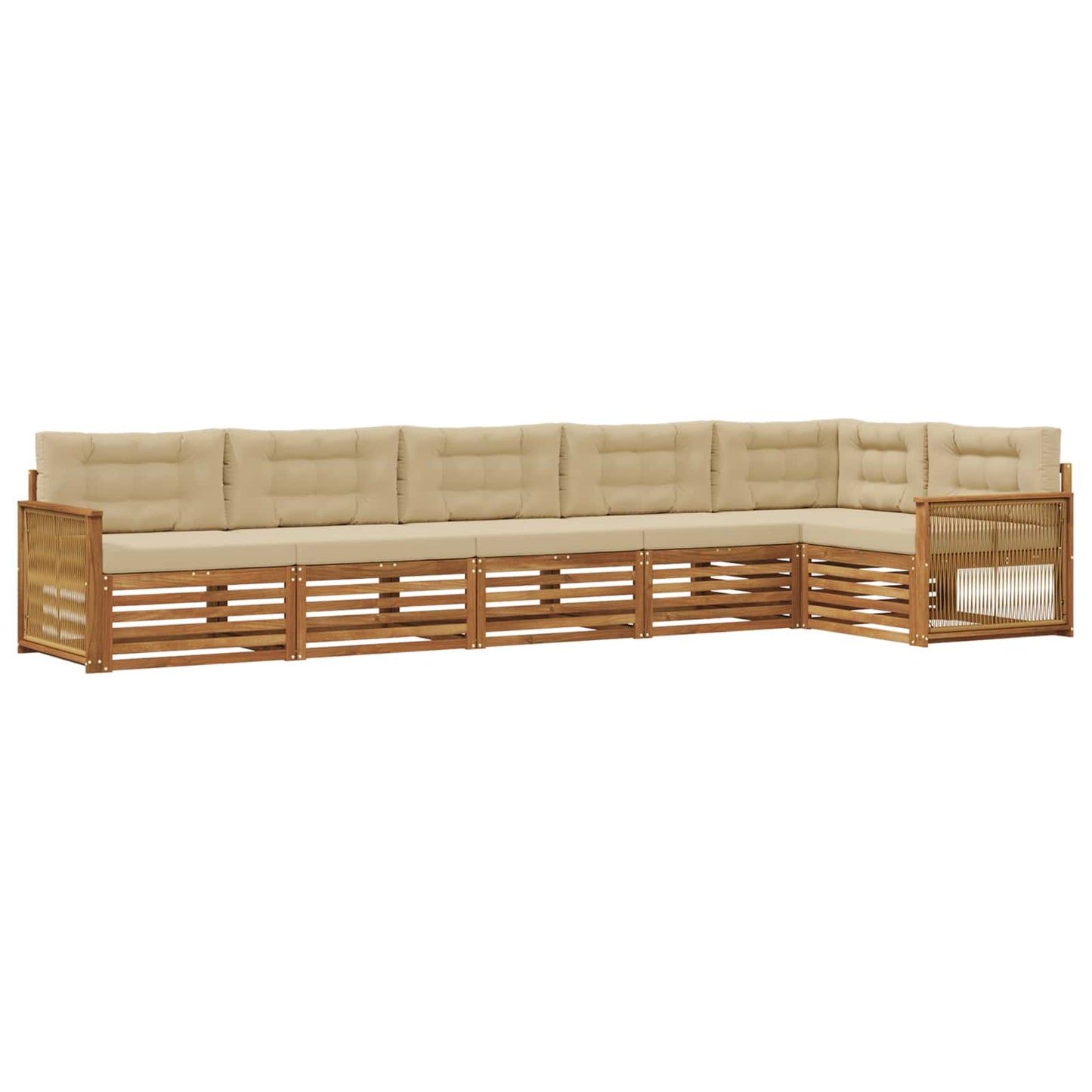 Set di divani da esterno con cuscino 6 pcs Naturale e Beige