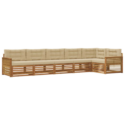 Set di divani da esterno con cuscino 6 pcs Naturale e Beige