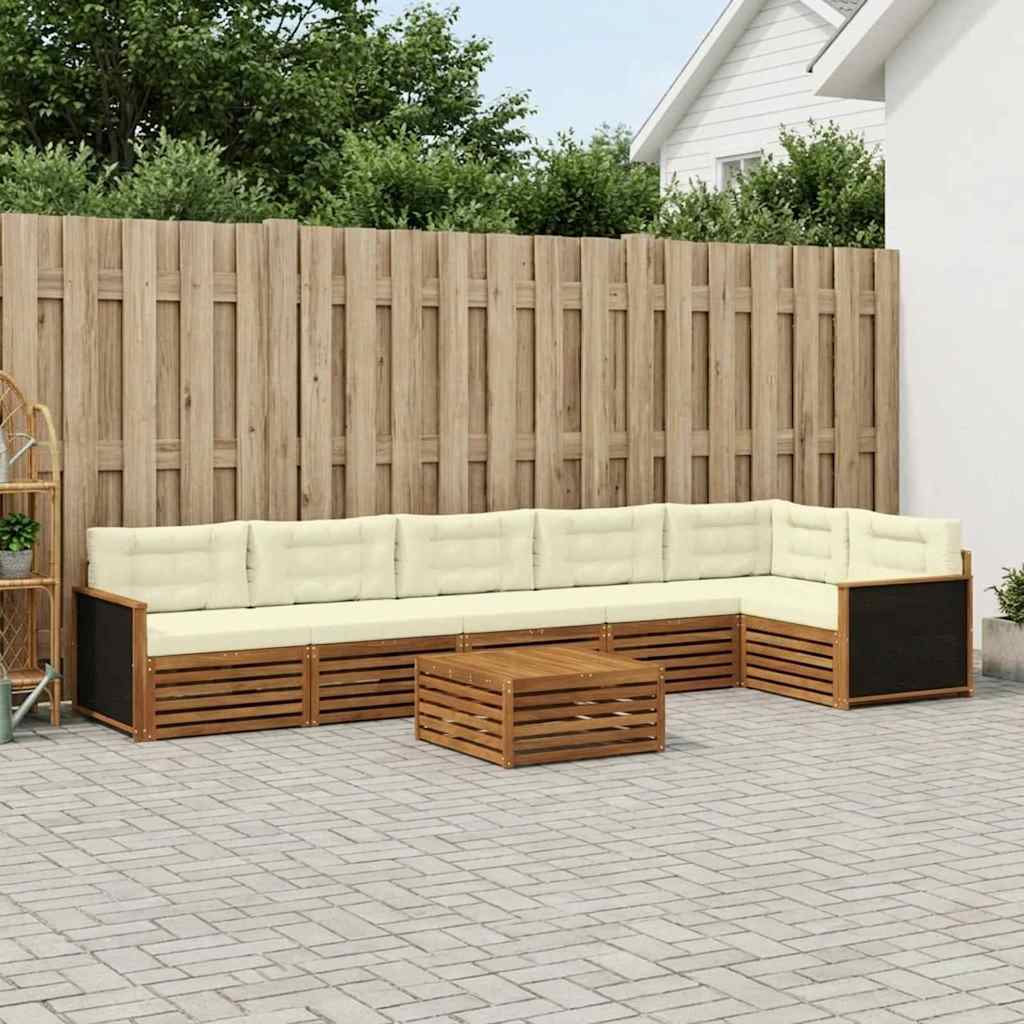 Set di divani da esterno 7 pcs Naturale e Crema 79 x 79 x 37 cm | homemem39