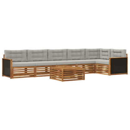 Set di divani da esterno 7 pcs Naturale e Grigio Chiaro | homemem39