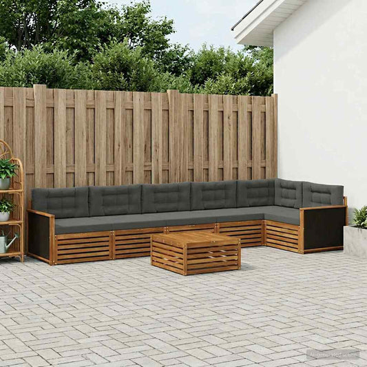 Set di divani da esterno 7 pcs Naturale e Antracite | homemem39