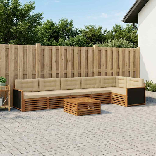 Set di divani da esterno 7 pcs Naturale e Beige 79 x 79 x 37 cm | homemem39