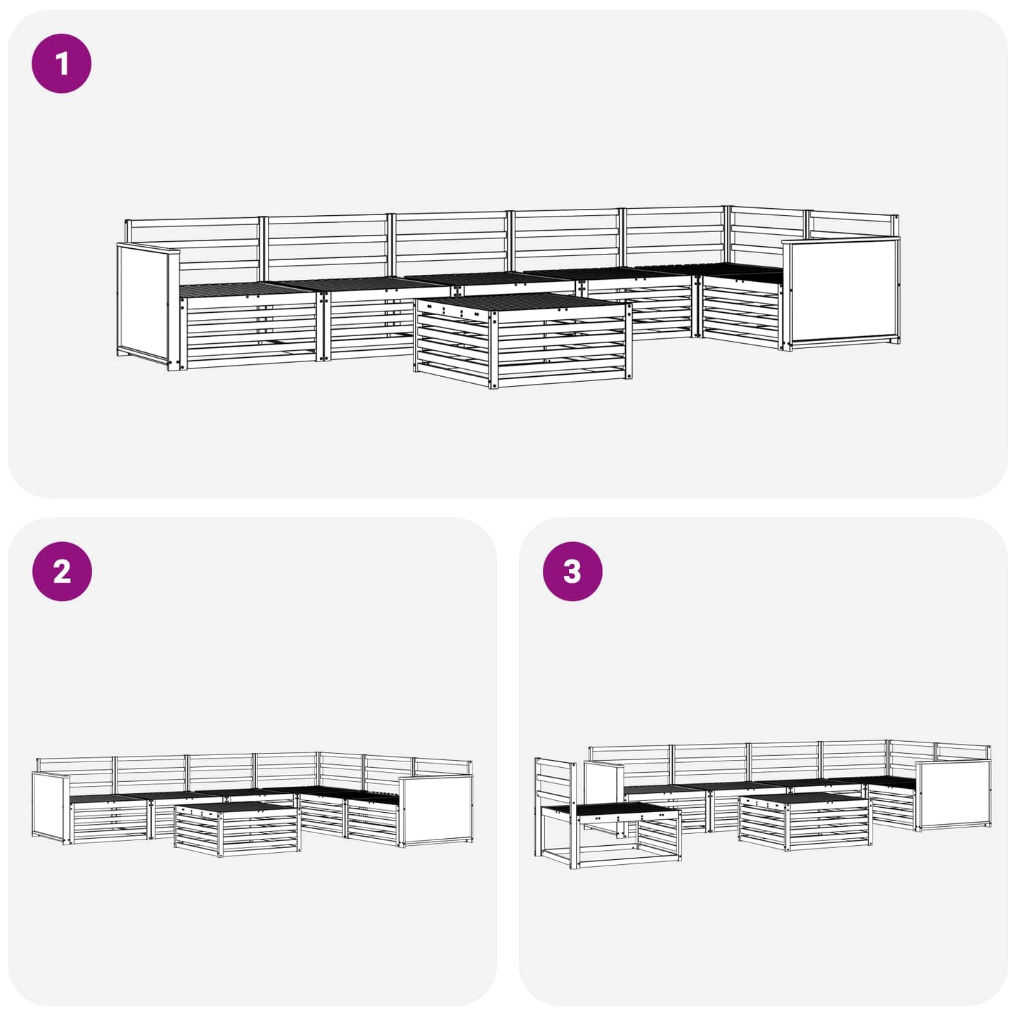 Set di divani da esterno 7 pcs Naturale