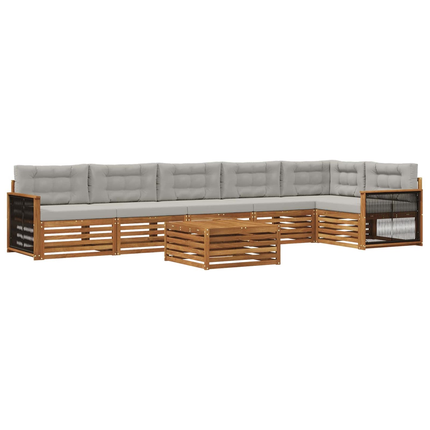 Set di divani da esterno 7 pcs Naturale e Grigio Chiaro