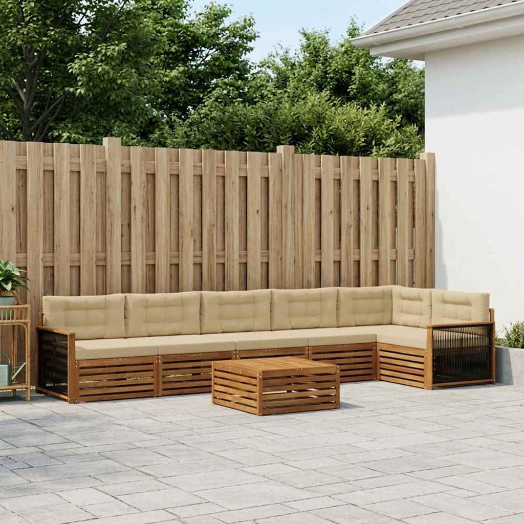 Set di divani da esterno con cuscino 7 pcs Naturale e Beige