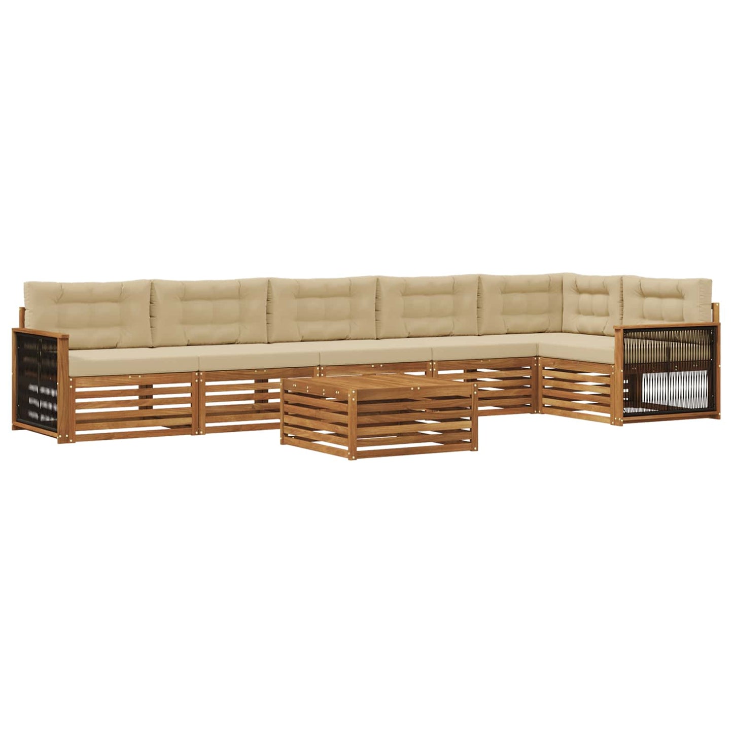 Set di divani da esterno con cuscino 7 pcs Naturale e Beige