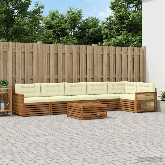 Set di divani da esterno con cuscino 7 pcs Naturale e Crema