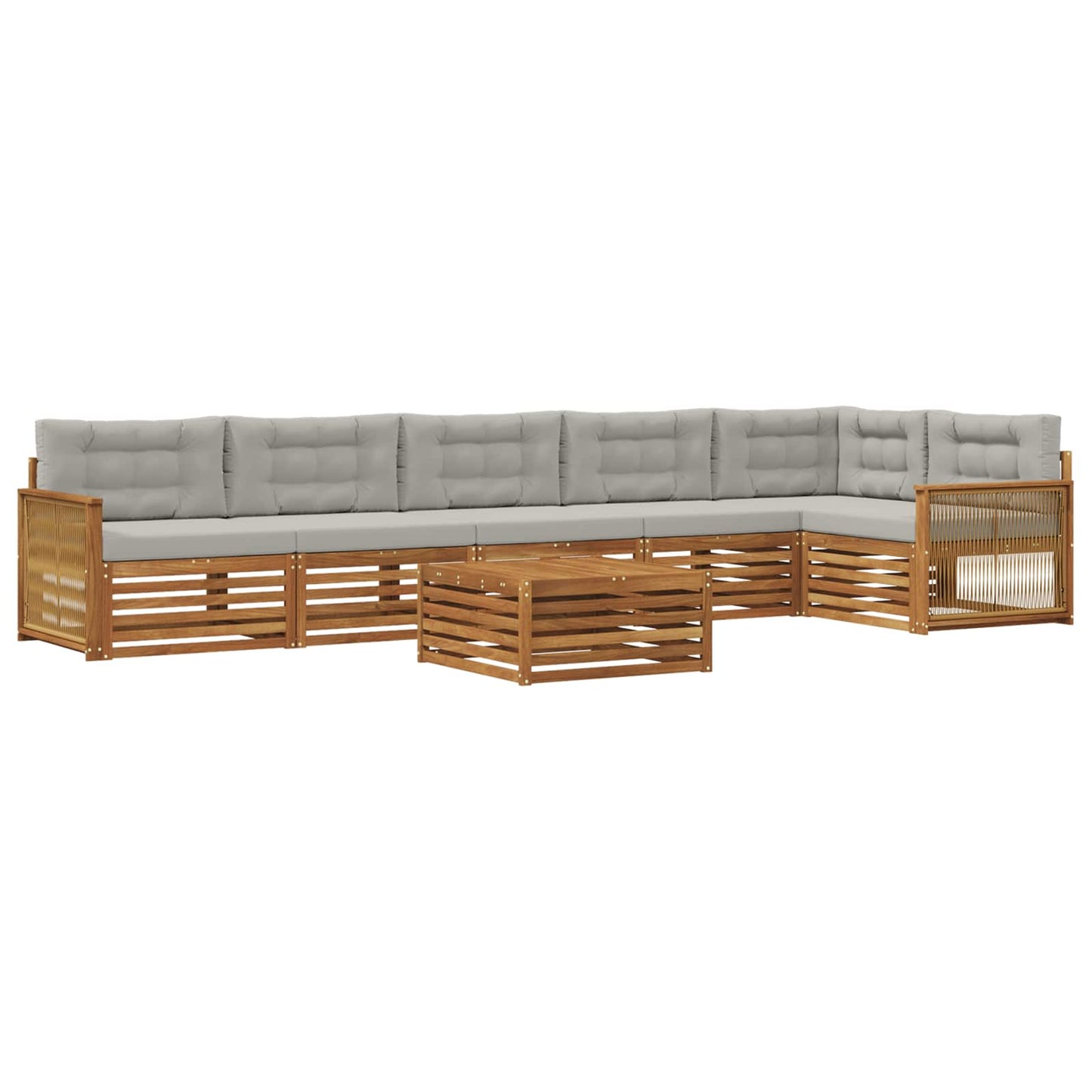 Set di divani da esterno 7 pcs Naturale e Grigio Chiaro