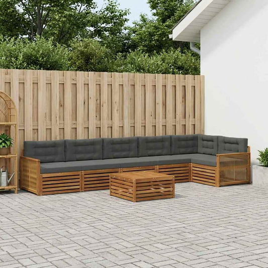 Set di divani da esterno con cuscino 7 pcs Naturale e Antracite