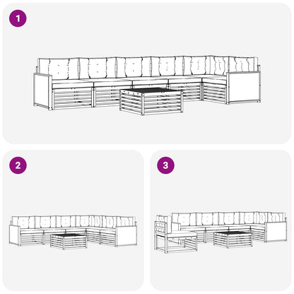 Set di divani da esterno con cuscino 7 pcs Naturale e Antracite