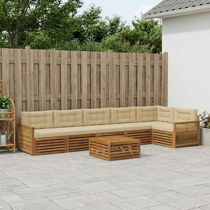 Set di divani da esterno con cuscino 7 pcs Naturale e Beige