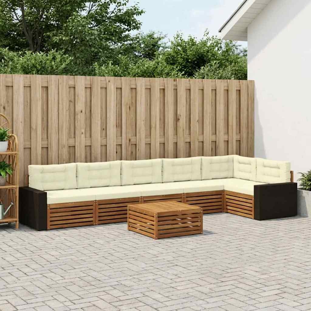 Set di divani da esterno 7 pcs Naturale e Crema 79 x 79 x 37 cm | homemem39