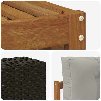 Set di divani da esterno 7 pcs Naturale e Grigio Chiaro | homemem39