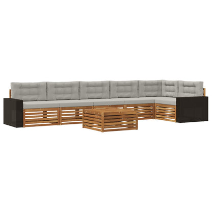 Set di divani da esterno 7 pcs Naturale e Grigio Chiaro | homemem39