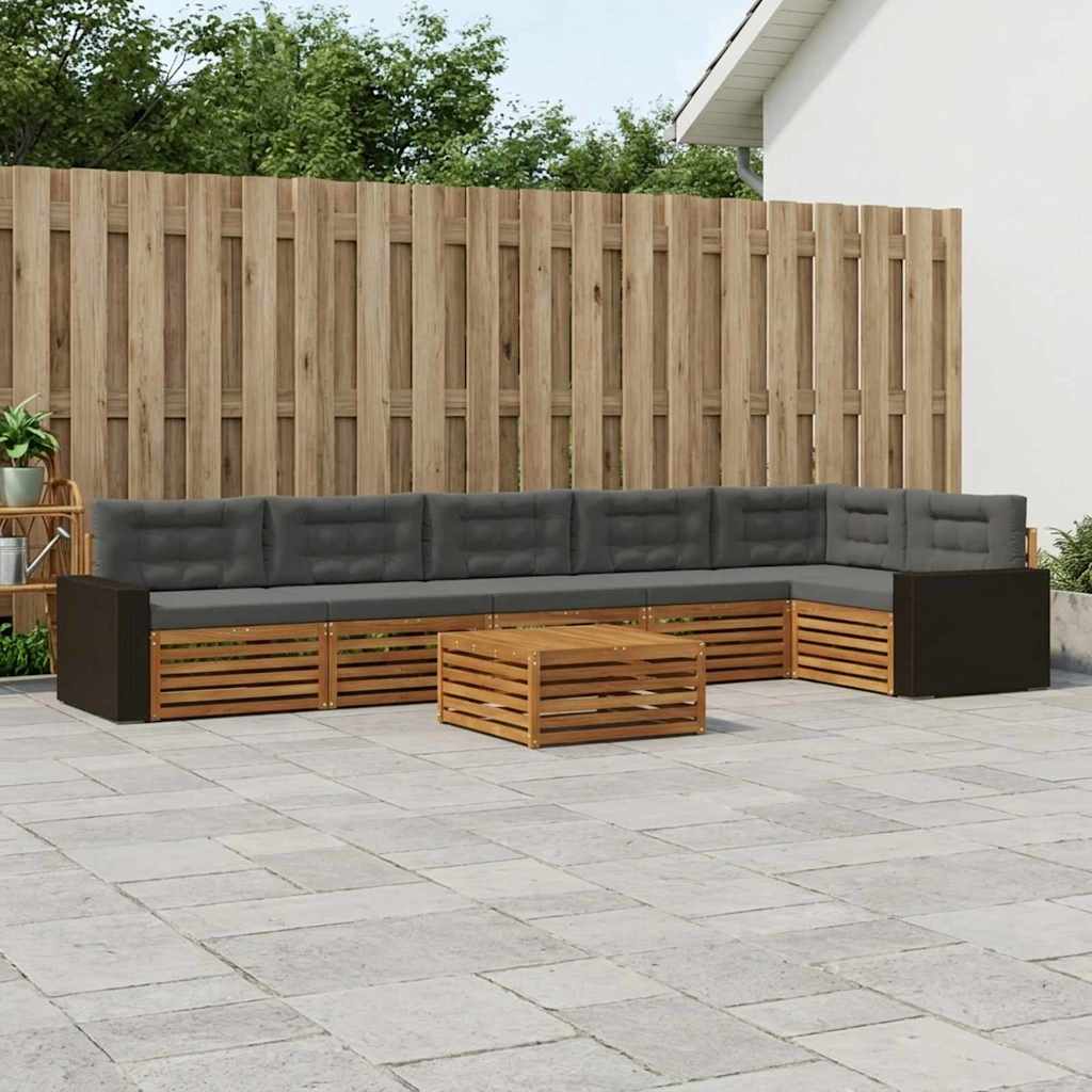 Set di divani da esterno 7 pcs Naturale e Antracite | homemem39