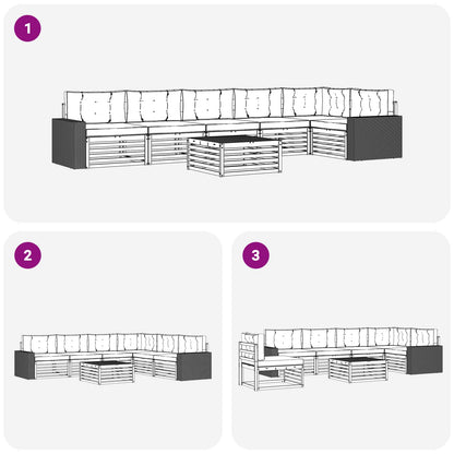 Set di divani da esterno 7 pcs Naturale e Antracite