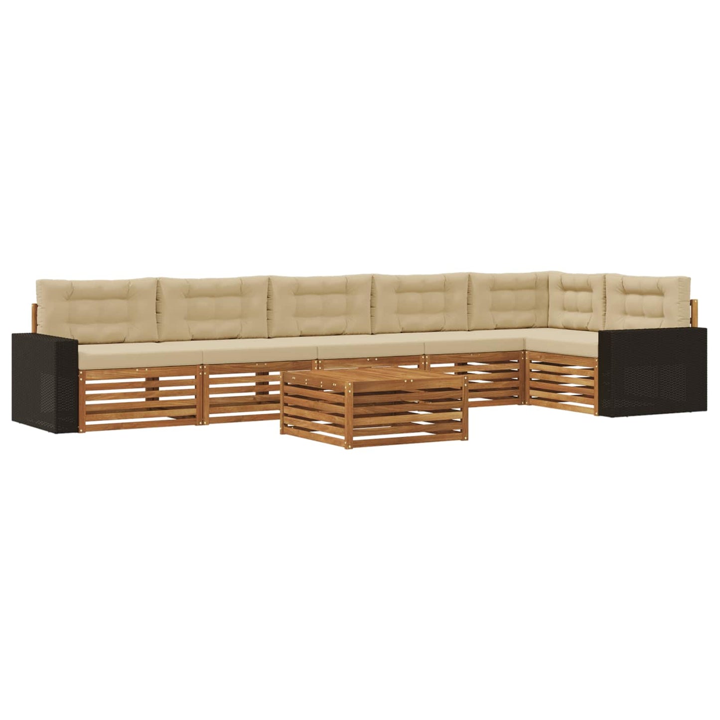 Set di divani da esterno 7 pcs Naturale e Beige 79 x 79 x 37 cm | homemem39