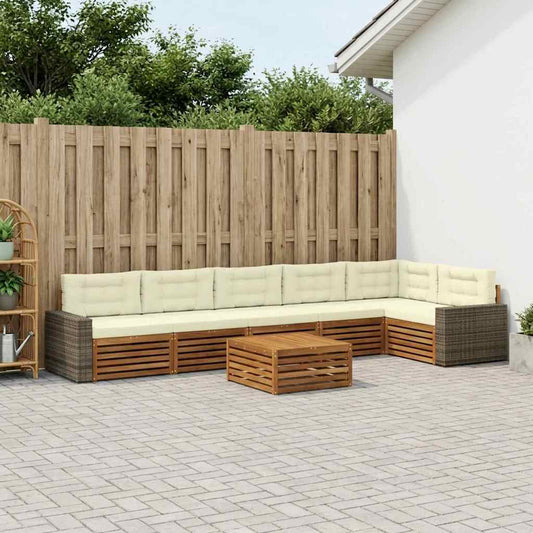 Set di divani da esterno 7 pcs Naturale e Crema 79 x 79 x 37 cm | homemem39
