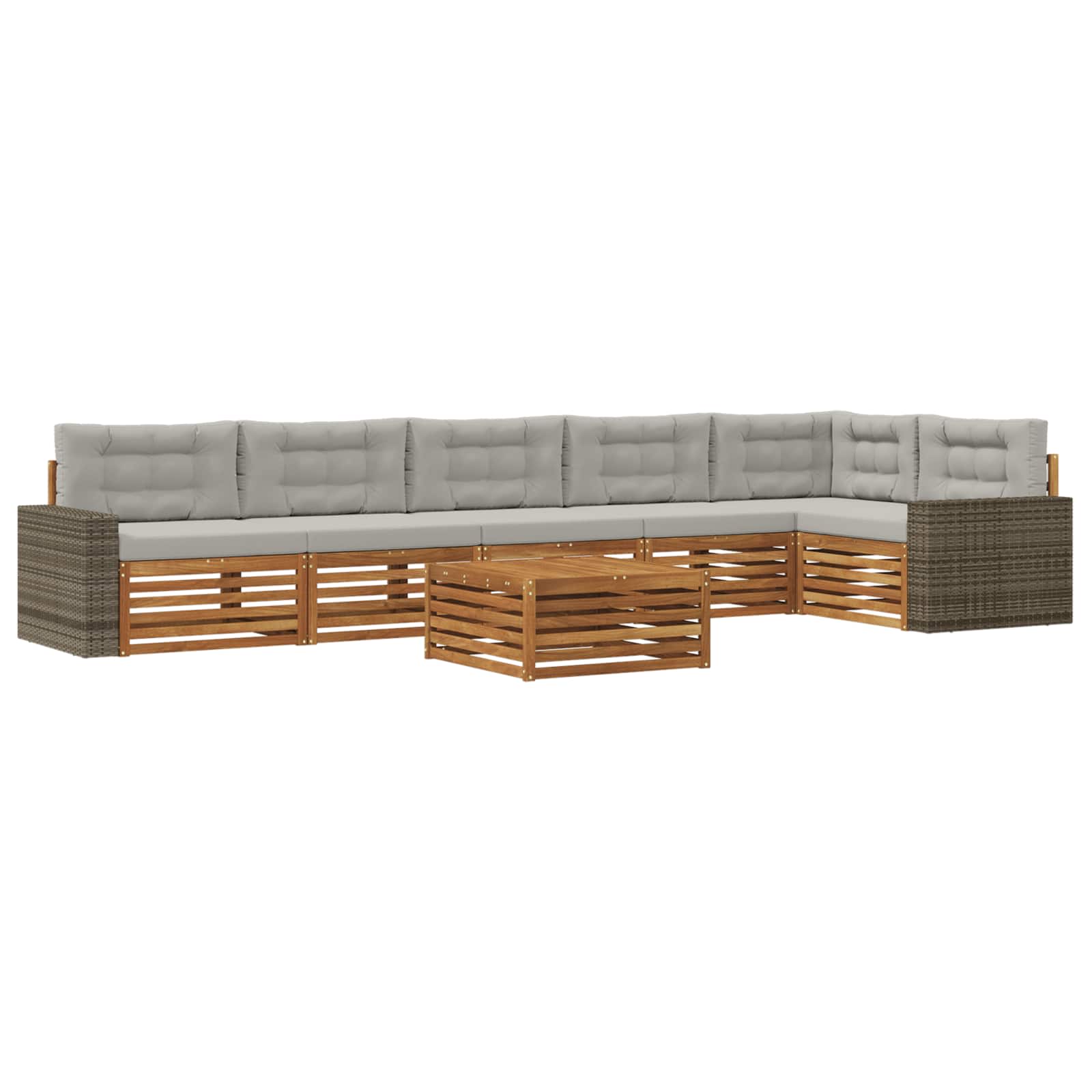 Set di divani da esterno 7 pcs Naturale e Grigio Chiaro | homemem39