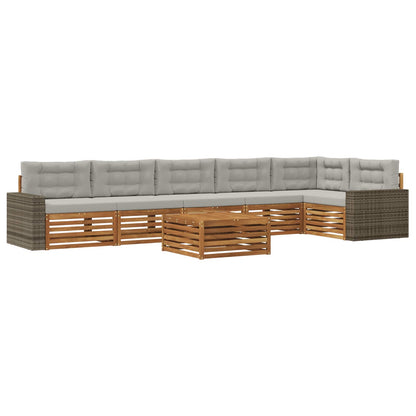 Set di divani da esterno 7 pcs Naturale e Grigio Chiaro