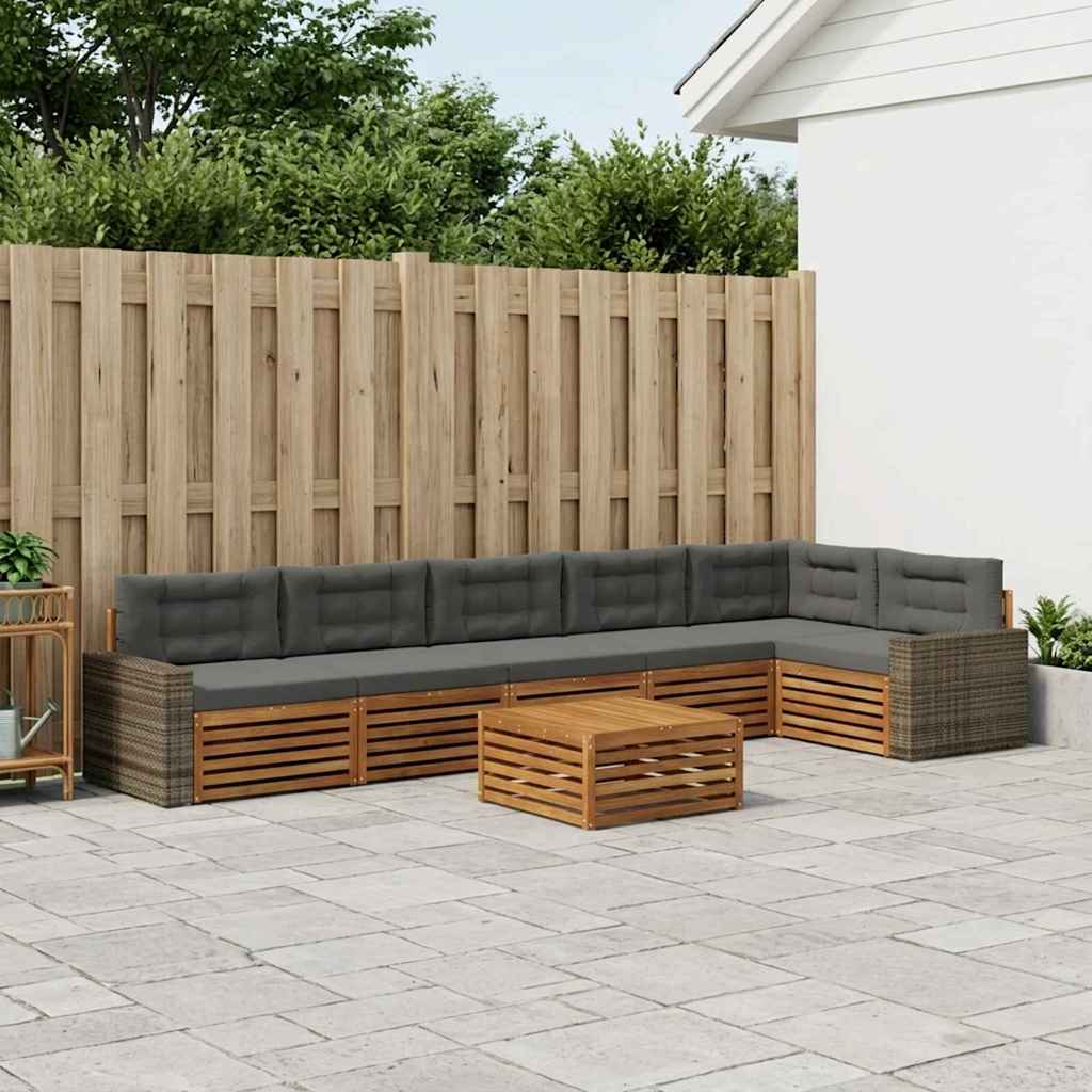 Set di divani da esterno 7 pcs Naturale e Antracite | homemem39