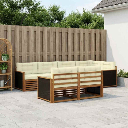 Set di divani da esterno con cuscino 7 pcs Naturale e Crema | homemem39