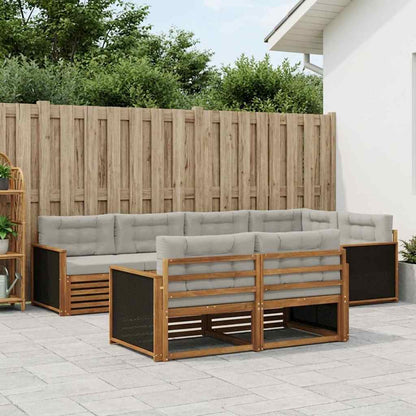 Set di divani da esterno 7 pcs Naturale e Grigio Chiaro | homemem39