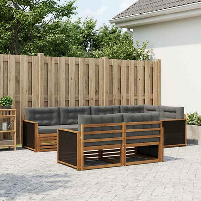 Set di divani da esterno con cuscino 7 pcs Naturale e Antracite | homemem39