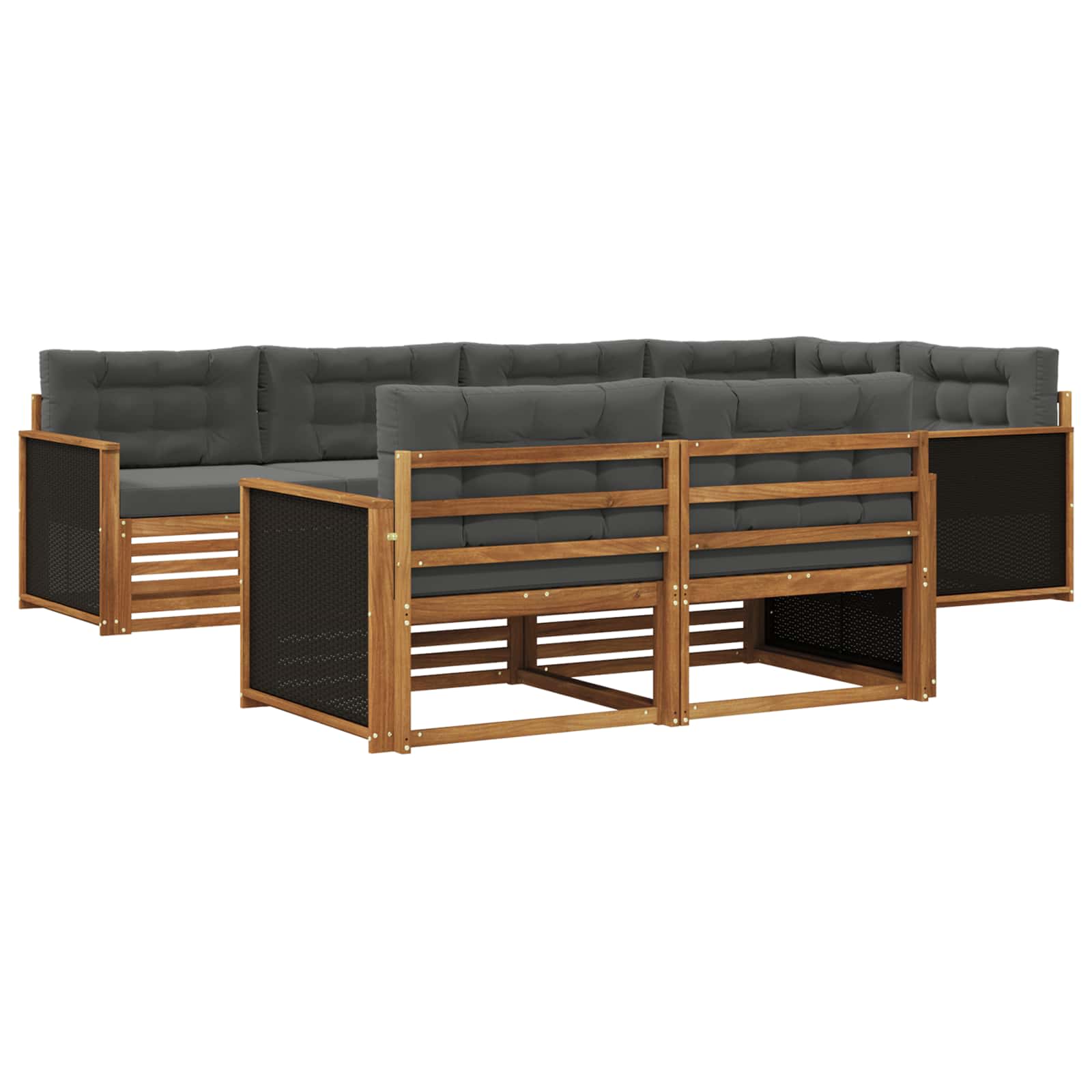 Set di divani da esterno con cuscino 7 pcs Naturale e Antracite | homemem39