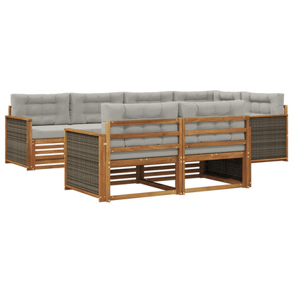 Set di divani da esterno 7 pcs Naturale e Grigio Chiaro | homemem39