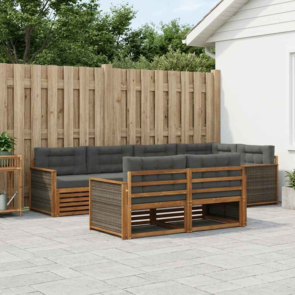 Set di divani da esterno con cuscino 7 pcs Naturale e Antracite | homemem39