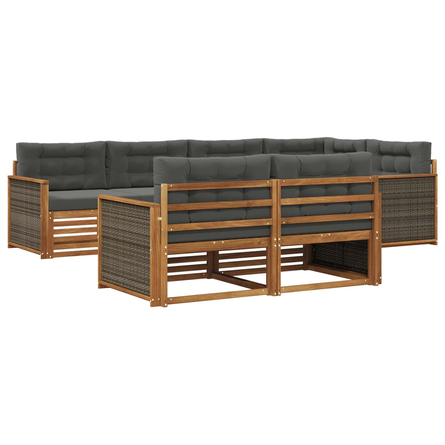 Set di divani da esterno con cuscino 7 pcs Naturale e Antracite | homemem39