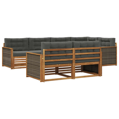 Set di divani da esterno con cuscino 7 pcs Naturale e Antracite | homemem39