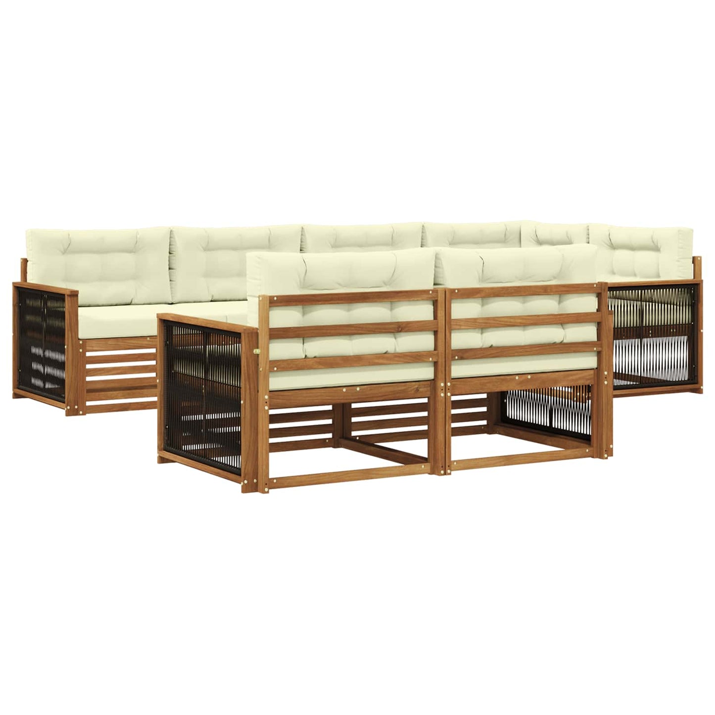 Set di divani da esterno con cuscino 7 pcs Naturale e Crema | homemem39